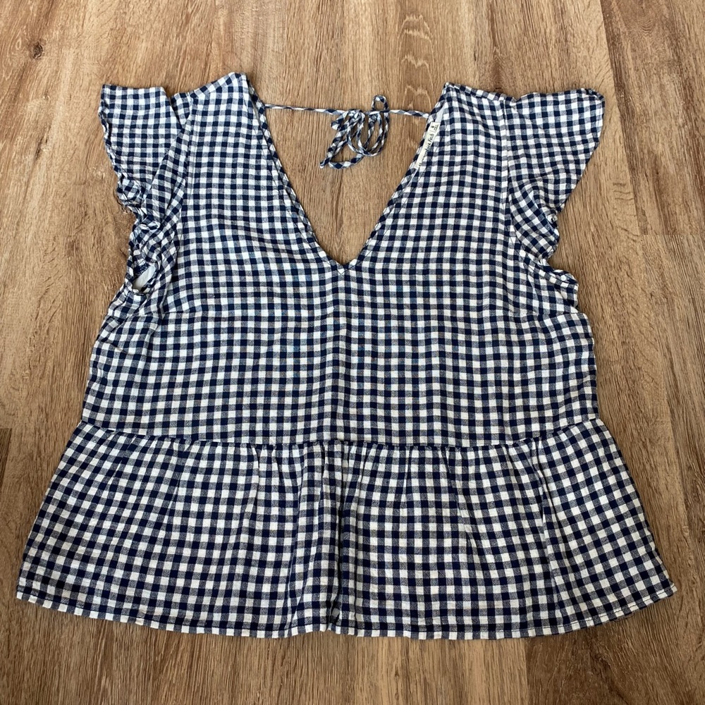 Abercrombie and Fitch Navy Gingham Blouse